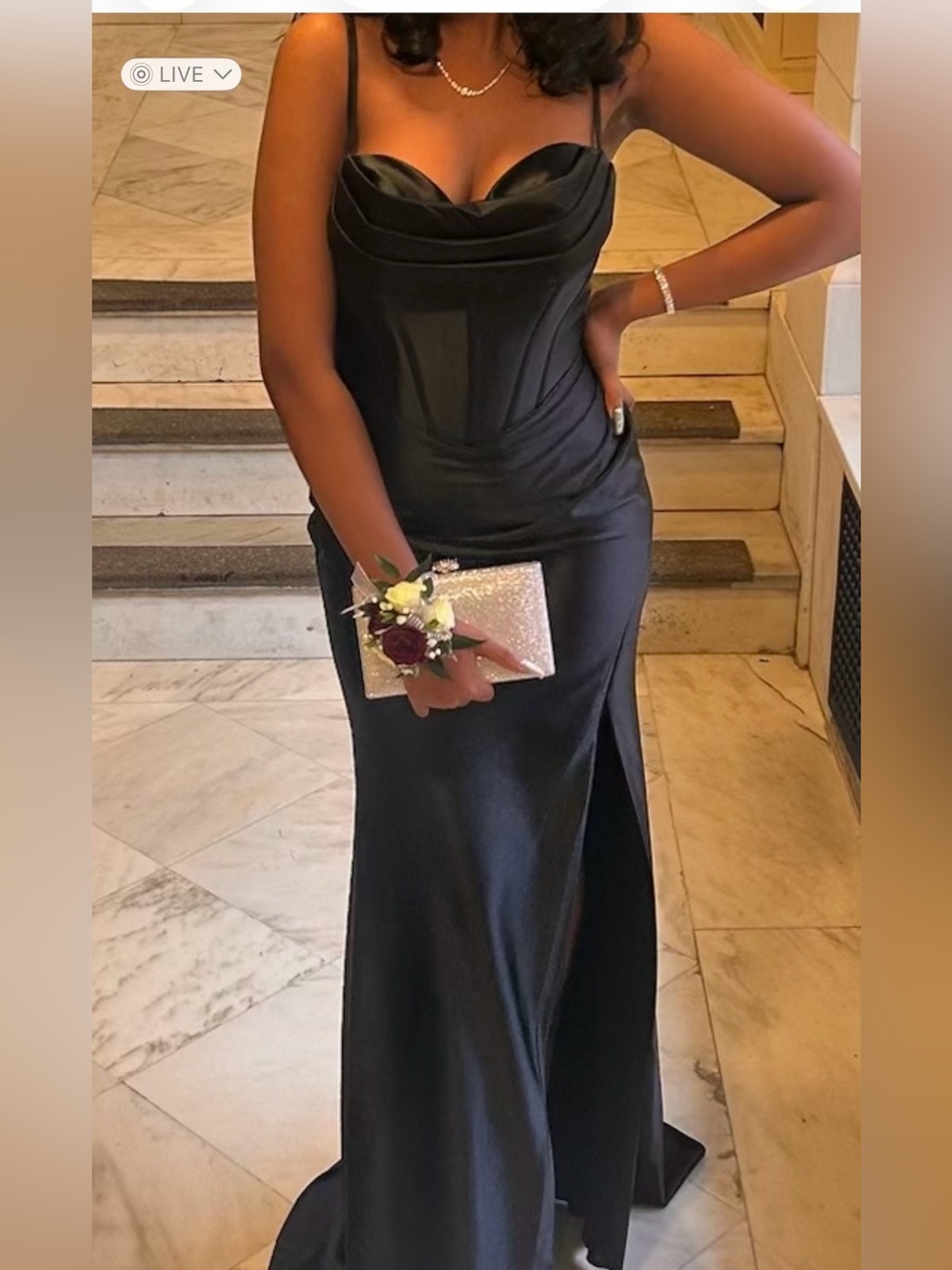 Bicici and Coty Elegant PROM Black Satin Corset Gown - Women Dresses